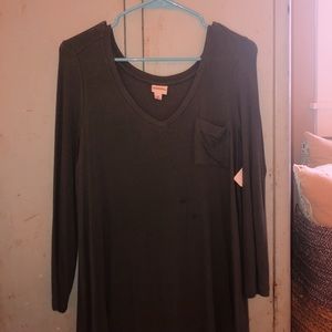 army green ribbed long sleeve